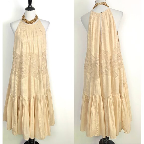 Free People Jar of Hearts BOHO Summer Halter Midi Dress Medium - Picture 6 of 16